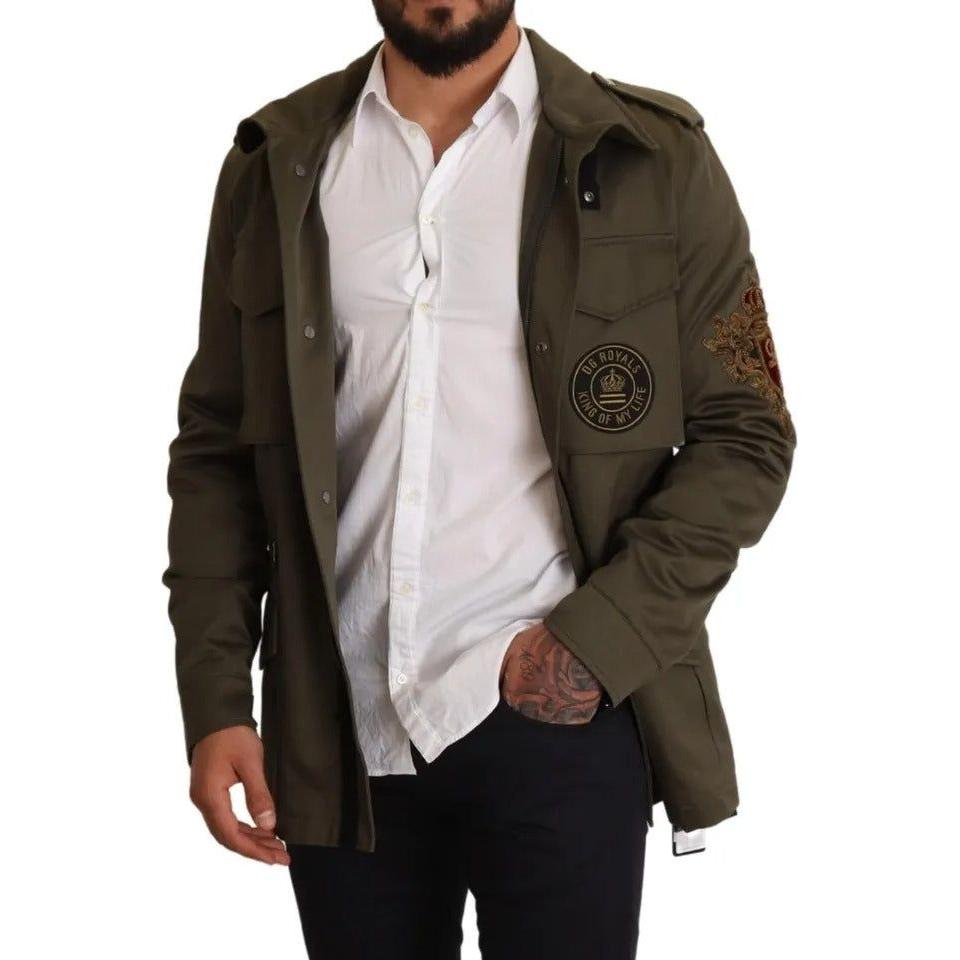 Dolce & Gabbana Green Cotton DG Love Blouson Coat Jacket Dolce & Gabbana