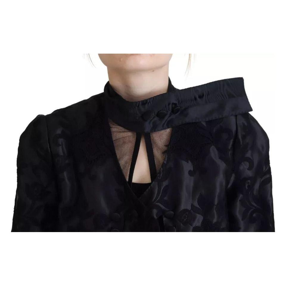 Dolce & Gabbana Black Lace Sheer Corset Organza Silk Jacket Dolce & Gabbana