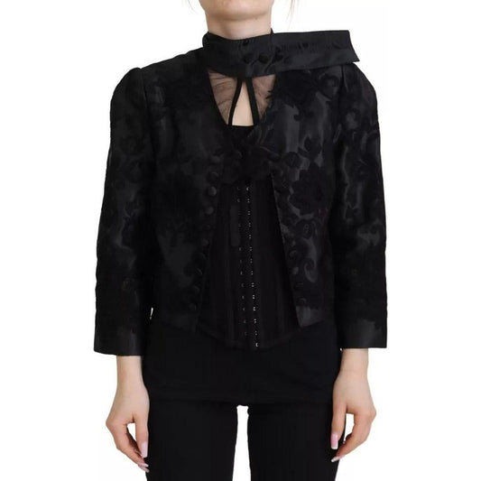 Dolce & Gabbana Black Lace Sheer Corset Organza Silk Jacket Dolce & Gabbana