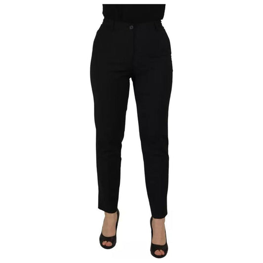 Dolce & Gabbana Black High Waist Tapered Trouser Pants Dolce & Gabbana