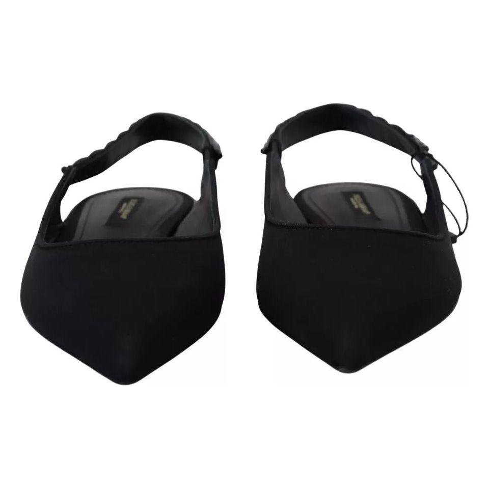 حذاء دولتشي آند غابانا الأسود المسطح ذو الكعب العالي والمزين بالكريستال