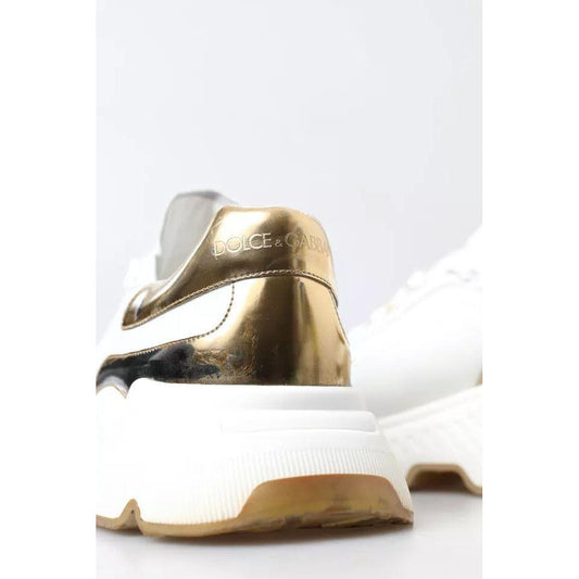 Dolce & Gabbana White Gold Leather Sport DAYMASTER Sneakers Shoes Dolce & Gabbana