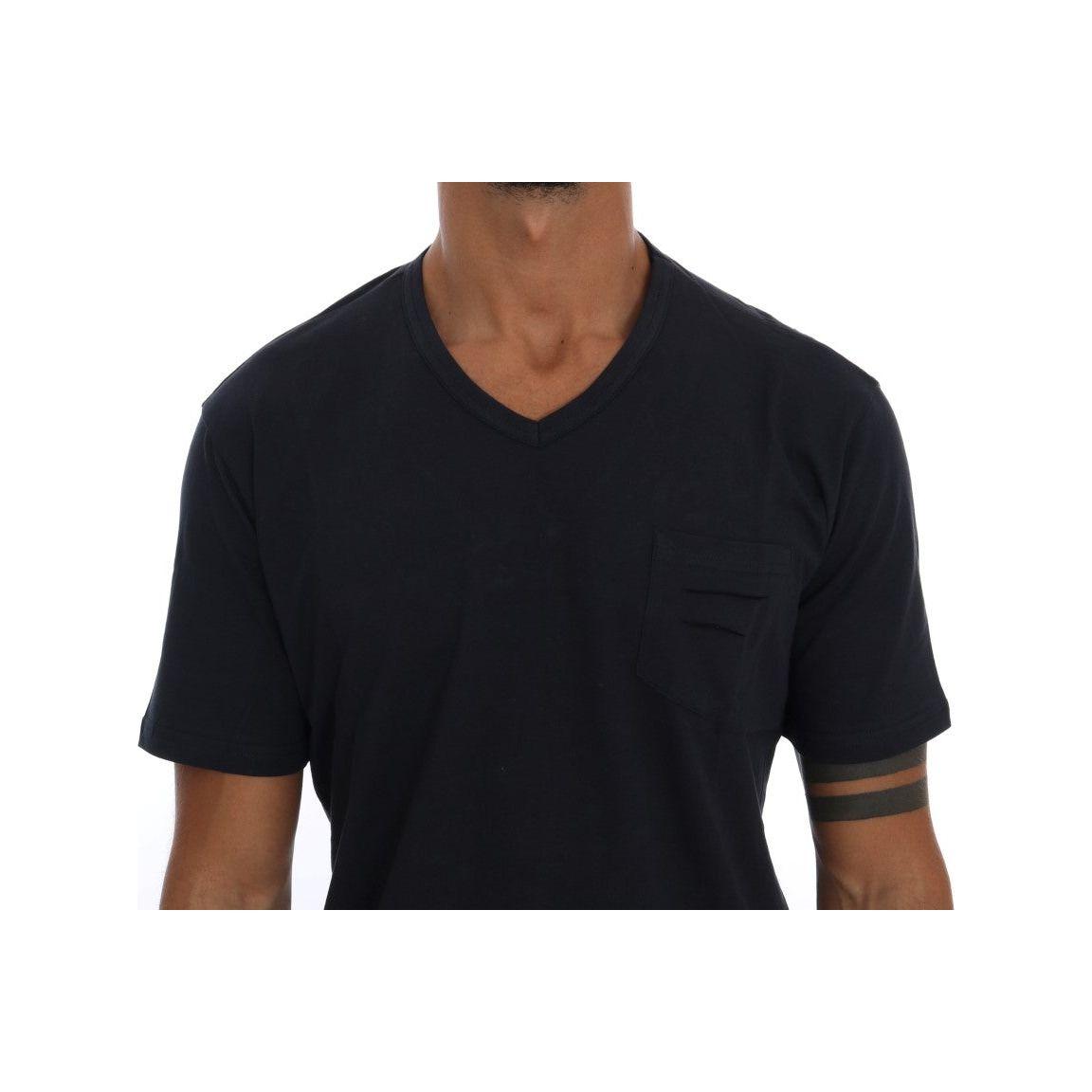 Daniele Alessandrini Chic Blue V-Neck Cotton Tee Daniele Alessandrini