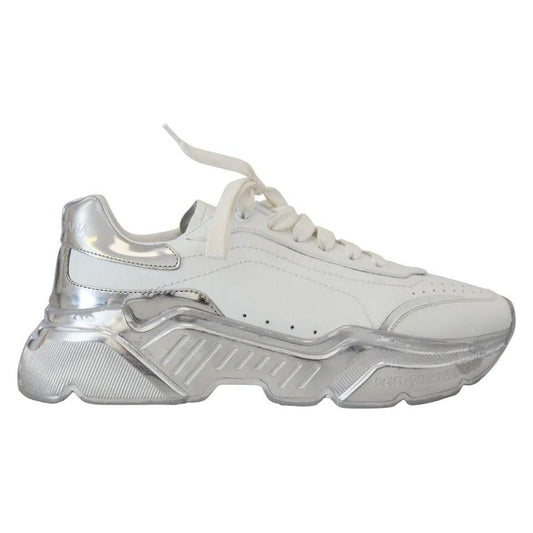 Dolce & Gabbana White Silver Leather Daymaster Women Sneakers Shoes Dolce & Gabbana