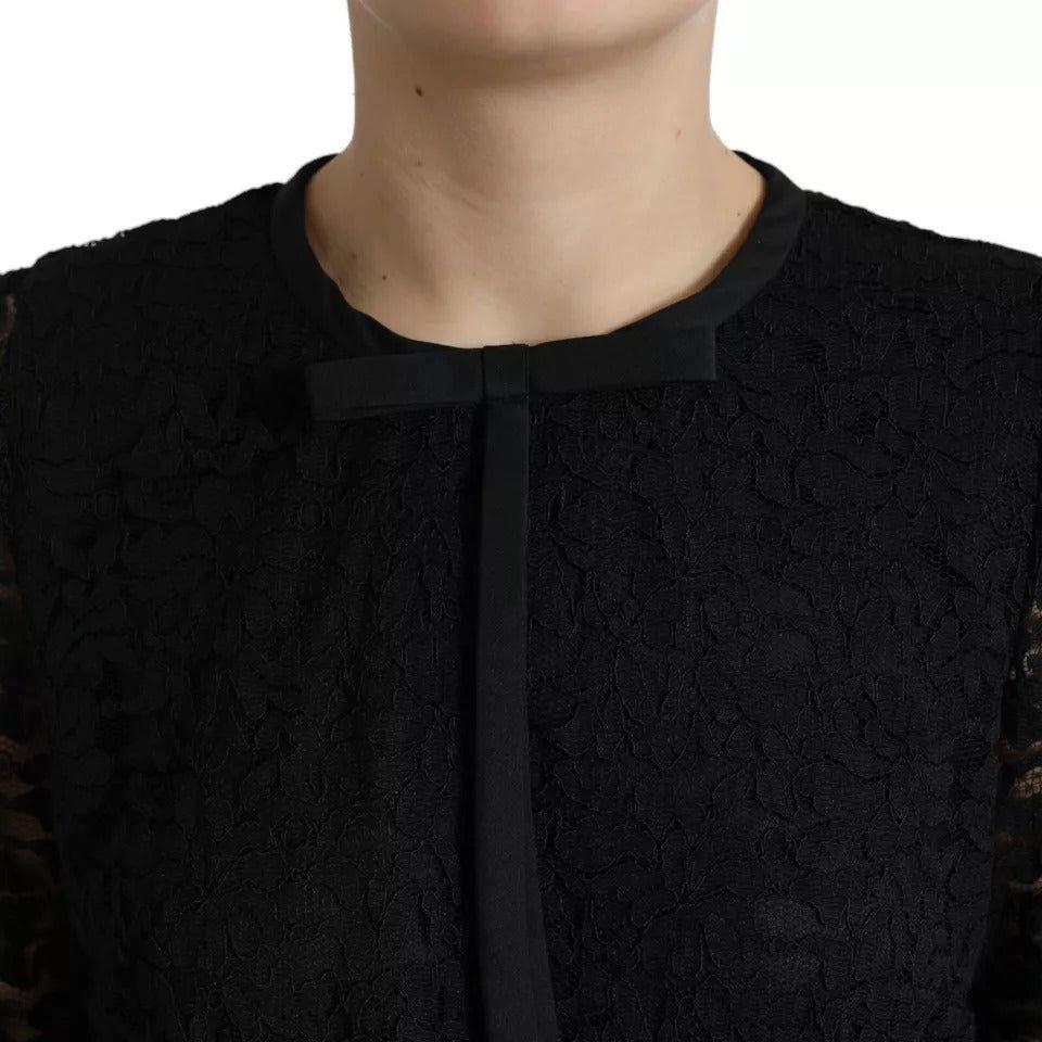 Dolce & Gabbana Black Floral Lace Blouse T-shirt Staff Top Dolce & Gabbana