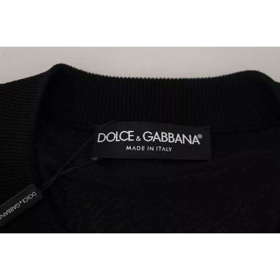 Dolce & Gabbana Black Polyester Crewneck Men Pullover Sweater Dolce & Gabbana