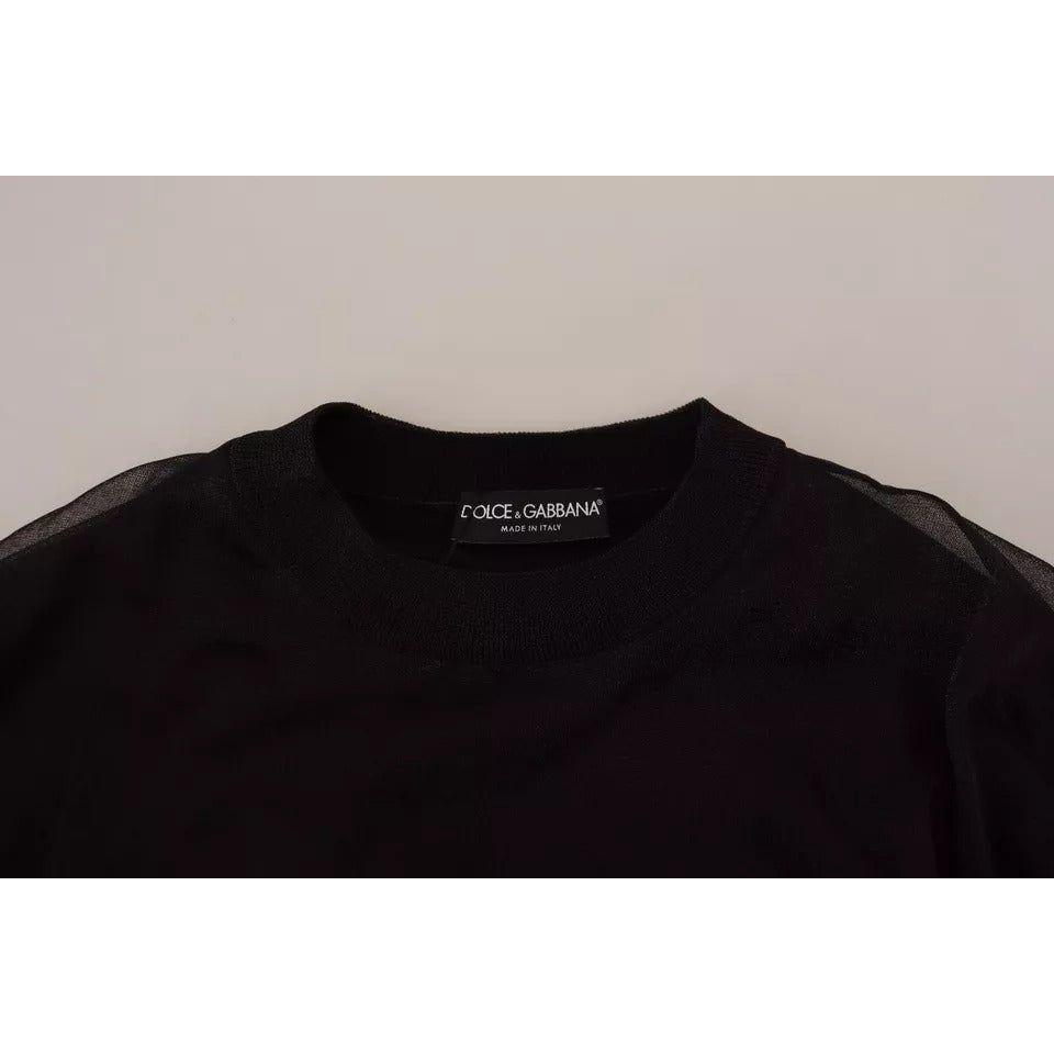 Dolce & Gabbana Black Polyester Logo Men Pullover Sweater Dolce & Gabbana