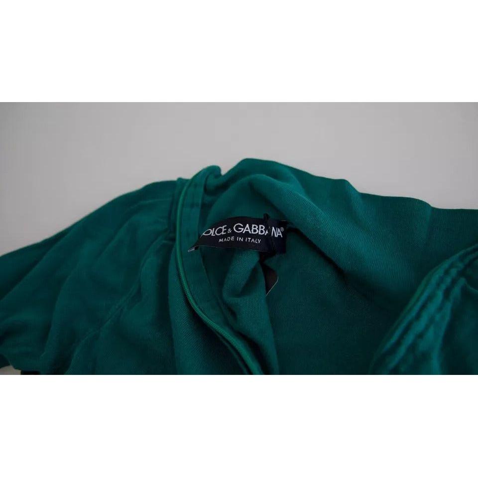 Dolce & Gabbana Dark Green Turtleneck Cropped Pullover Sweater Dolce & Gabbana