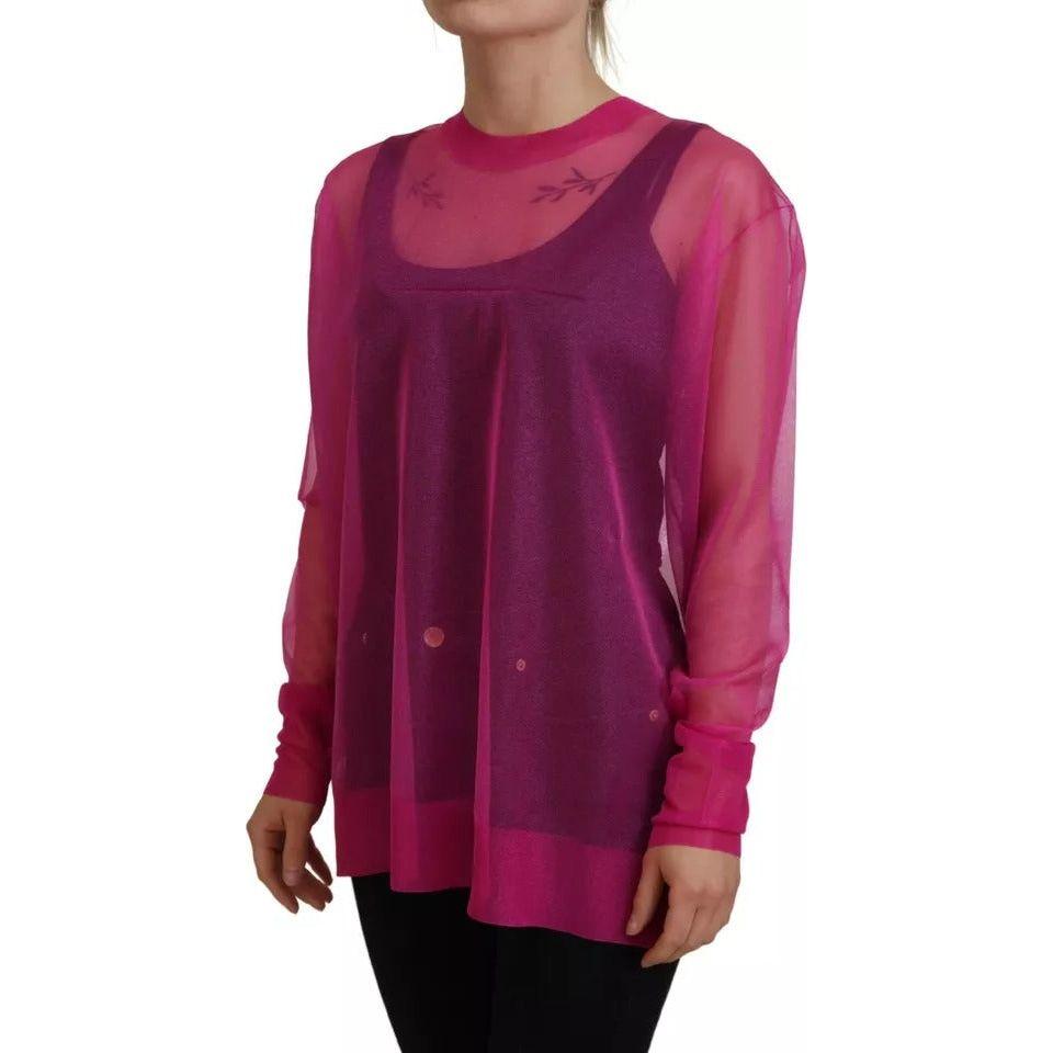 Dolce & Gabbana Fuchsia Polyester Crewneck Pullover Sweater Dolce & Gabbana