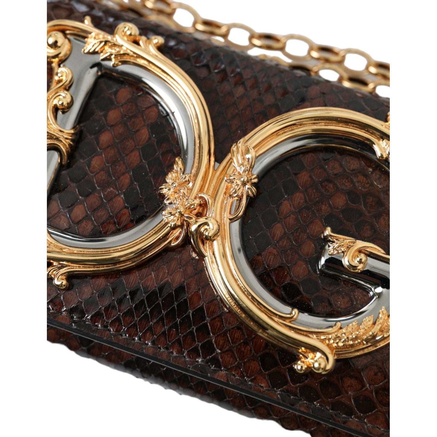 Dolce & Gabbana Brown Python Leather DG Girls Crossbody Phone Bag Dolce & Gabbana