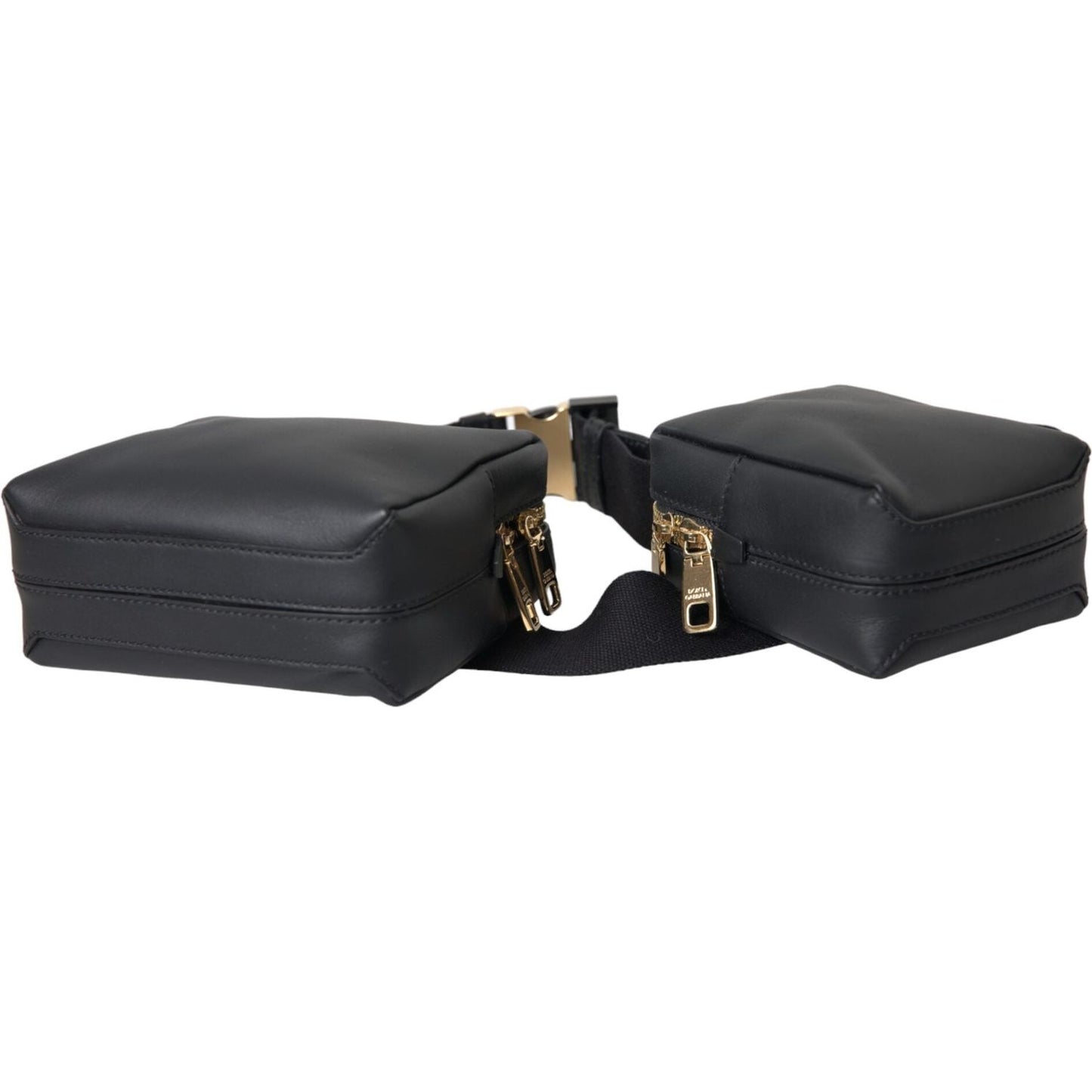 Dolce & Gabbana Black Calfskin Leather Double Waist Belt Fanny Pack Bag Dolce & Gabbana