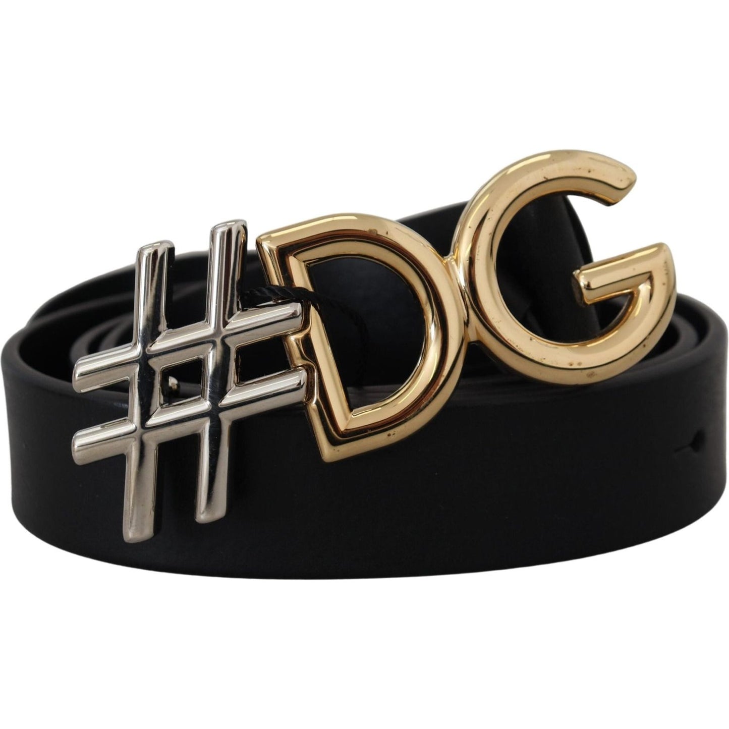 Dolce & Gabbana Black Leather Metal #DG Logo Buckle Belt Dolce & Gabbana