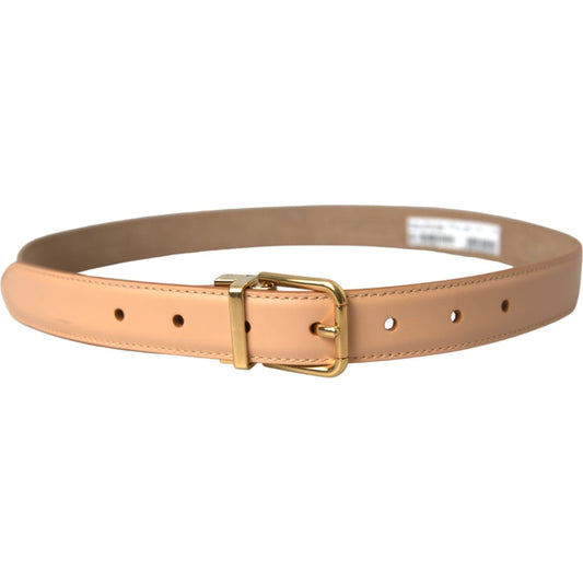 Dolce & Gabbana Beige Calfskin Leather Gold Metal Buckle Belt Dolce & Gabbana