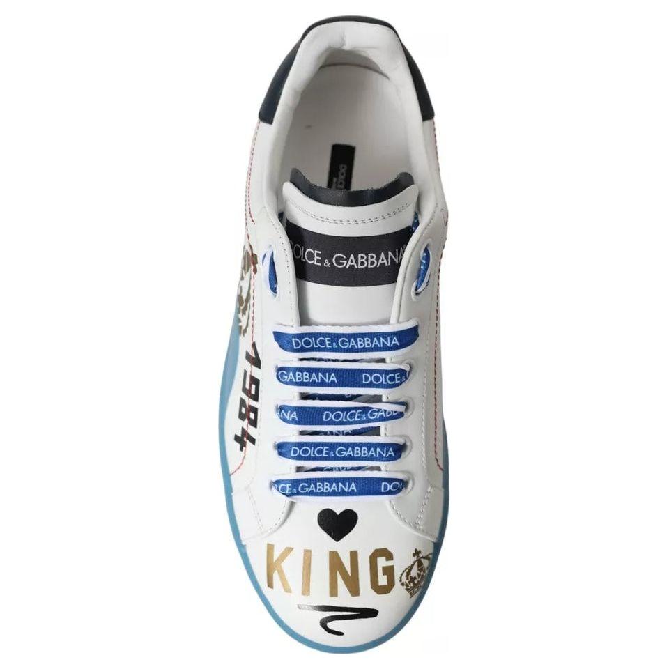 Dolce & Gabbana Blue White Printed Portofino Melt Sneakers Shoes Dolce & Gabbana