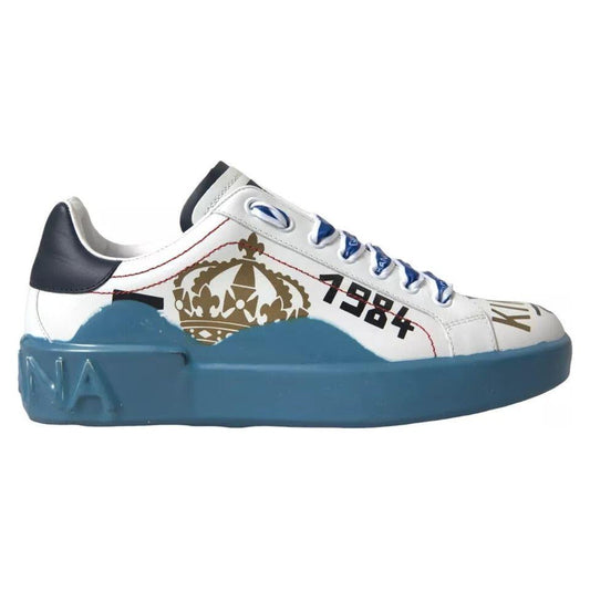 Dolce & Gabbana Blue White Printed Portofino Melt Sneakers Shoes Dolce & Gabbana