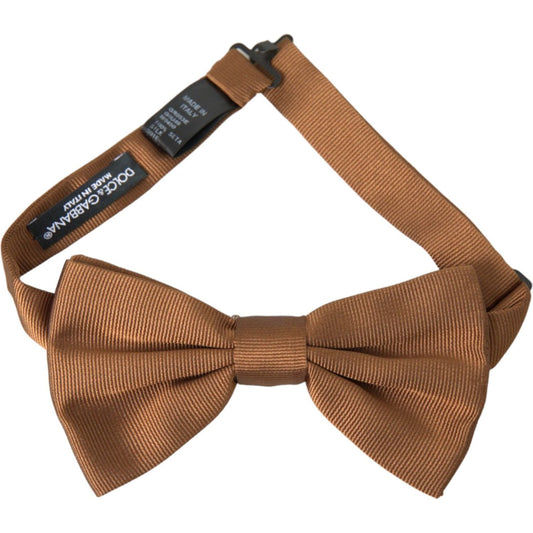 Dolce & Gabbana Brown Silk Adjustable Neck Men Bow Tie Dolce & Gabbana