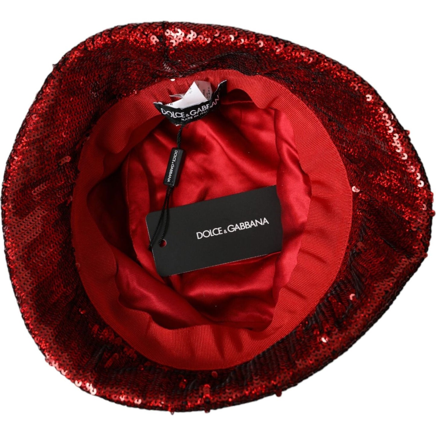 Dolce & Gabbana Red Sequined Nylon Bucket Hat Men Dolce & Gabbana