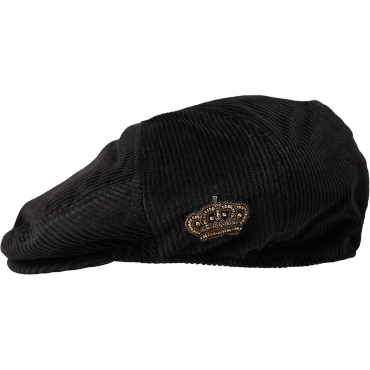 Dolce & Gabbana Black Corduroy Crown Newsboy Hat Men Dolce & Gabbana