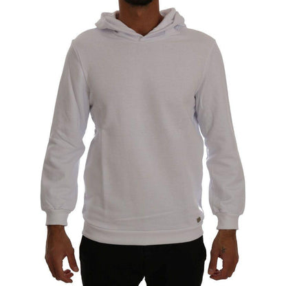 Daniele Alessandrini White Pullover Hodded Cotton Sweater