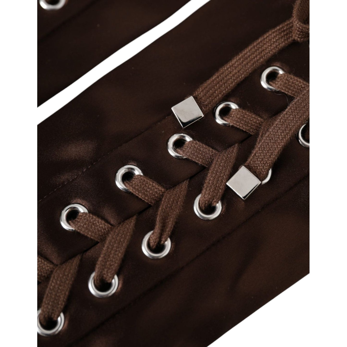 Dolce & Gabbana Brown Acetate Lace Up Fingerless Gloves Dolce & Gabbana