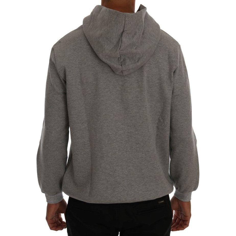 Daniele Alessandrini Sophisticated Gray Cotton Hooded Sweater Daniele Alessandrini