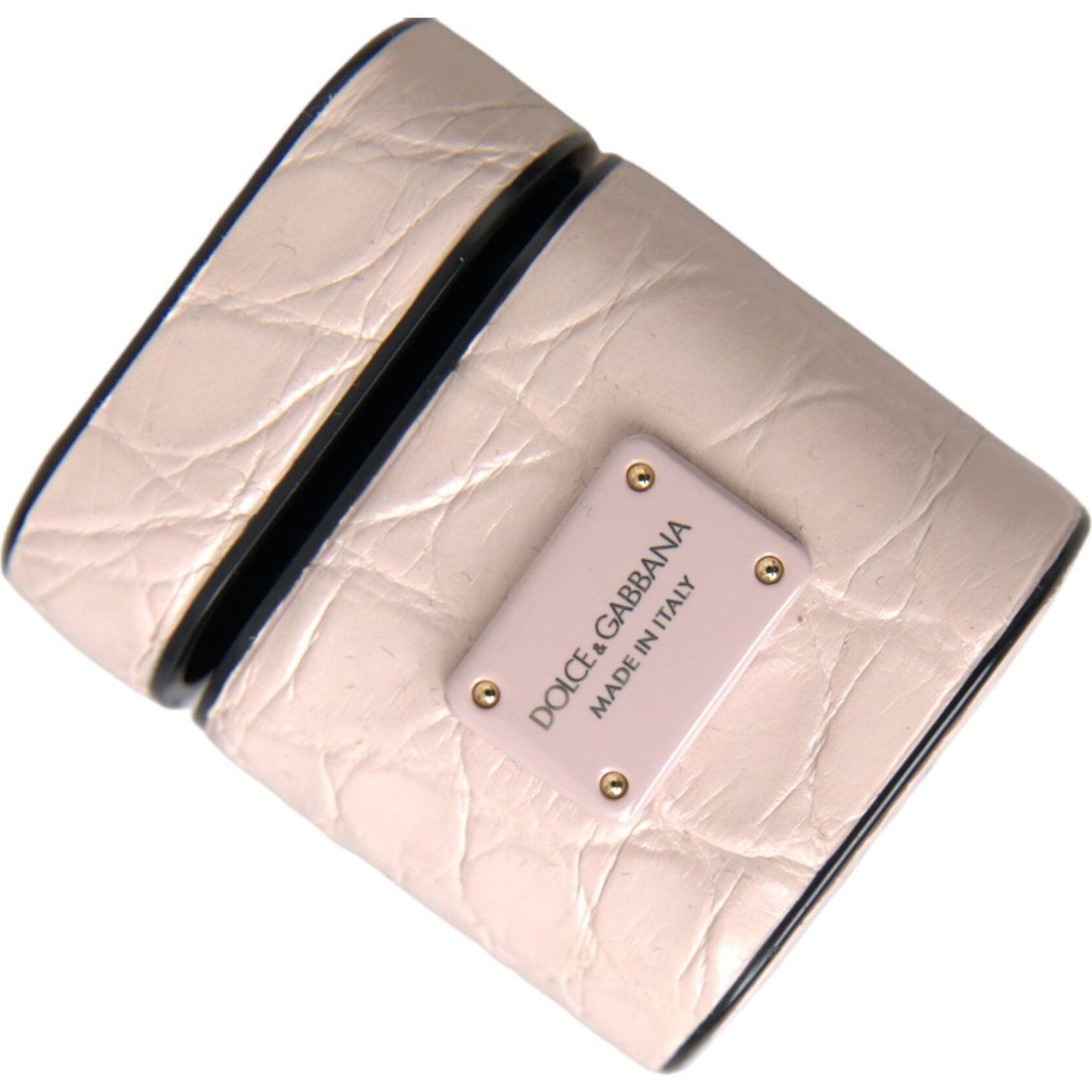 Dolce & Gabbana Light Pink Leather Metal Logo Plaque Airpods Case Dolce & Gabbana