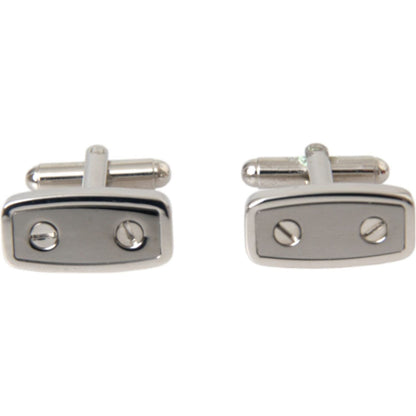 Dolce & Gabbana Silver Plated Metal Brass Pin Men Cufflinks