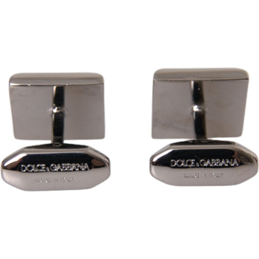 Dolce & Gabbana Silver Plated Brass Pin Crystal Cufflinks Dolce & Gabbana