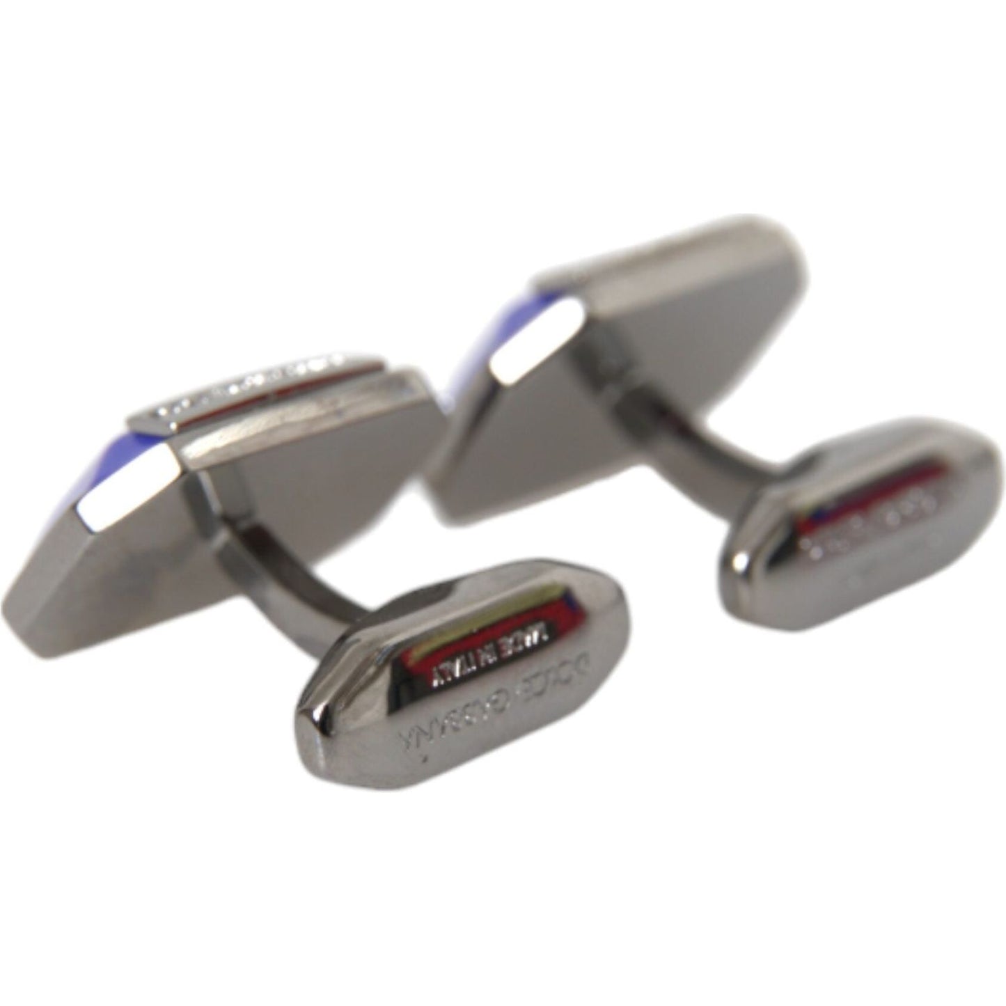 Dolce & Gabbana Silver Plated Brass Pin Crystal Cufflinks Dolce & Gabbana