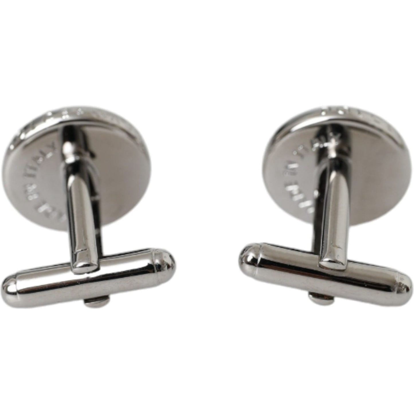 Dolce & Gabbana Silver Plated Brass Round Pin Men Cufflinks Dolce & Gabbana