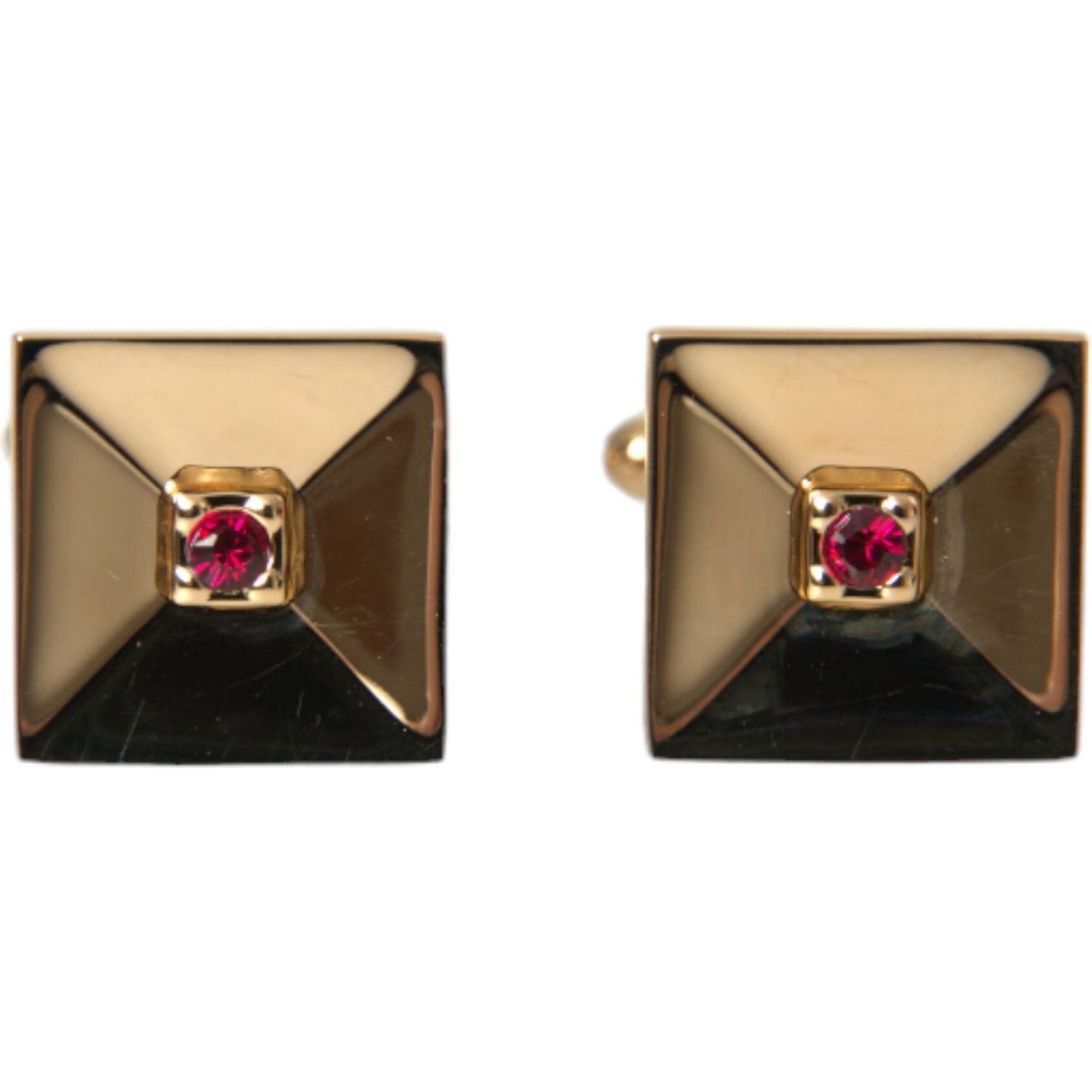 Dolce & Gabbana Gold Plated Brass Crystal Square Pin Cufflinks Cufflinks Dolce & Gabbana