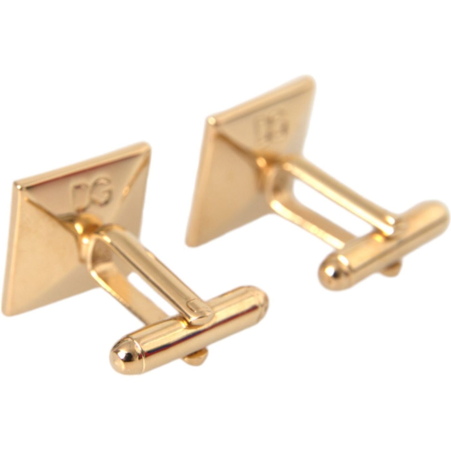 Dolce & Gabbana Gold Plated Brass Crystal Square Pin Cufflinks Cufflinks Dolce & Gabbana