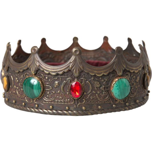 Dolce & Gabbana Bronze Brass Multicolor Crystal Crown Tiara Hat Dolce & Gabbana