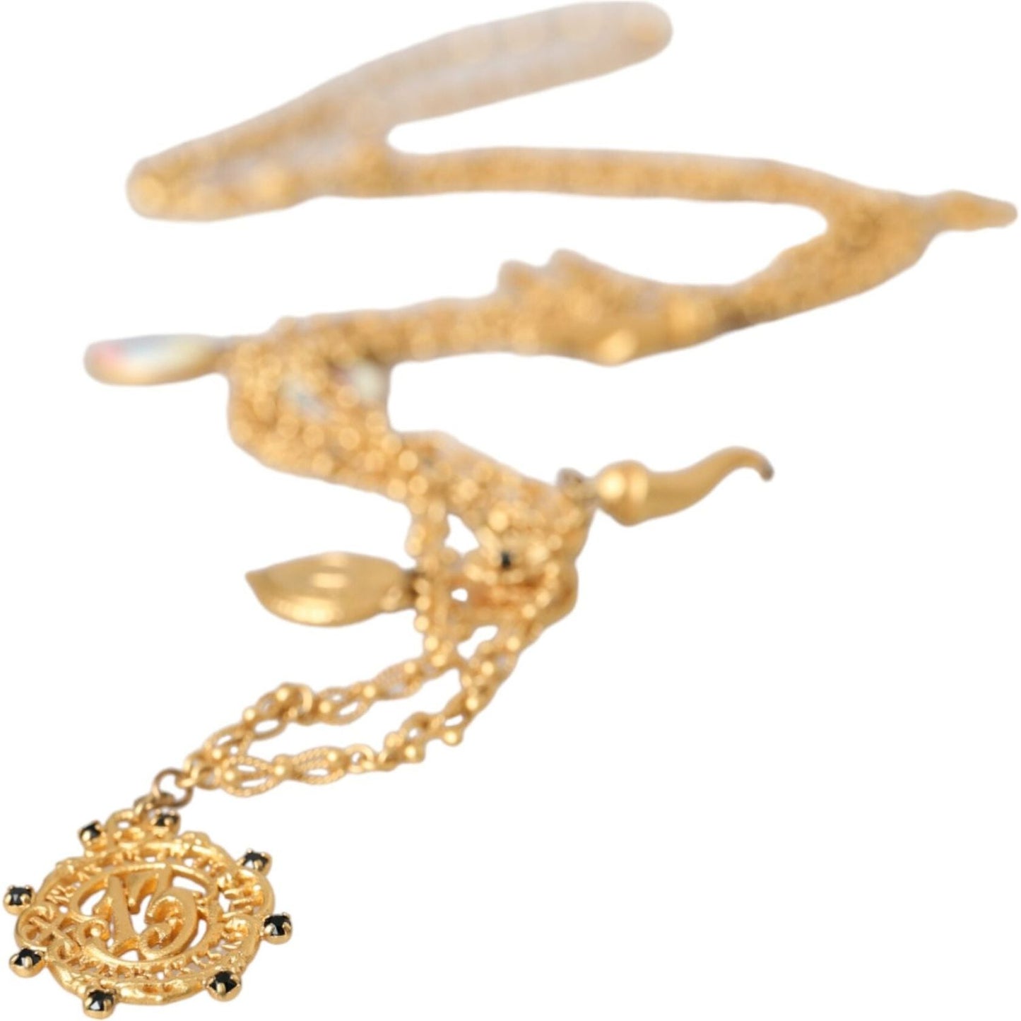 Dolce & Gabbana Gold Tone Chain Brass Charm Statement Sicily Necklace Dolce & Gabbana