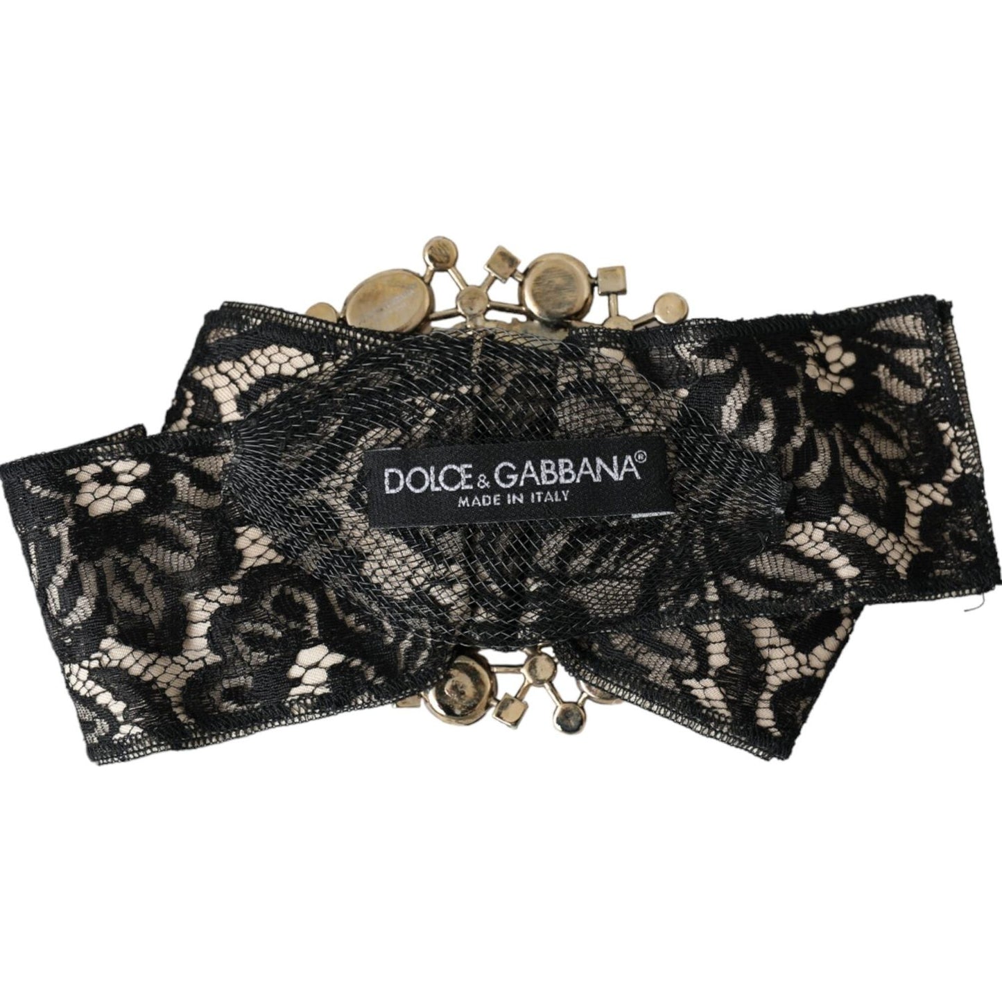 Dolce & Gabbana Black Lace Crystal Handmade Brooch Hair Pin Dolce & Gabbana