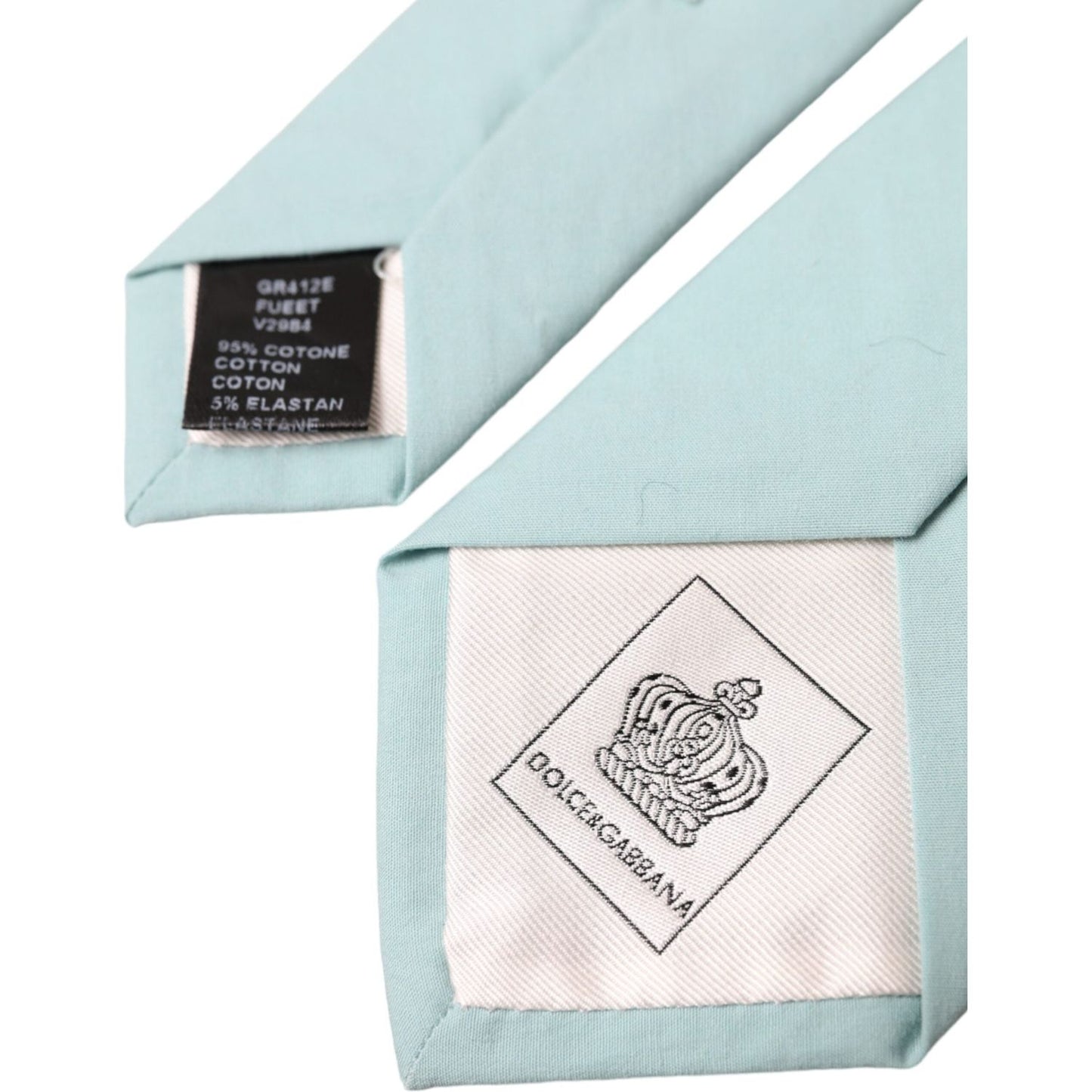 Dolce & Gabbana Mint Green Cotton Adjustable Tie Men Dolce & Gabbana