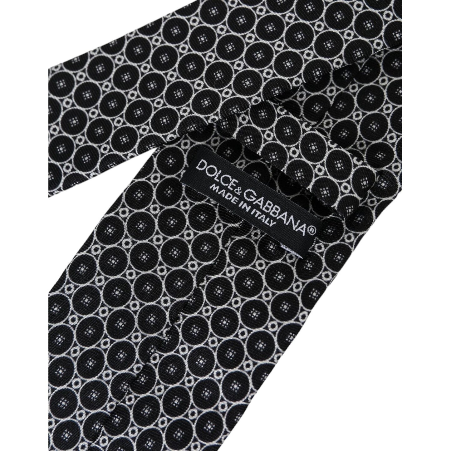 Dolce & Gabbana Black White Patterned Silk Adjustable Men Tie Dolce & Gabbana