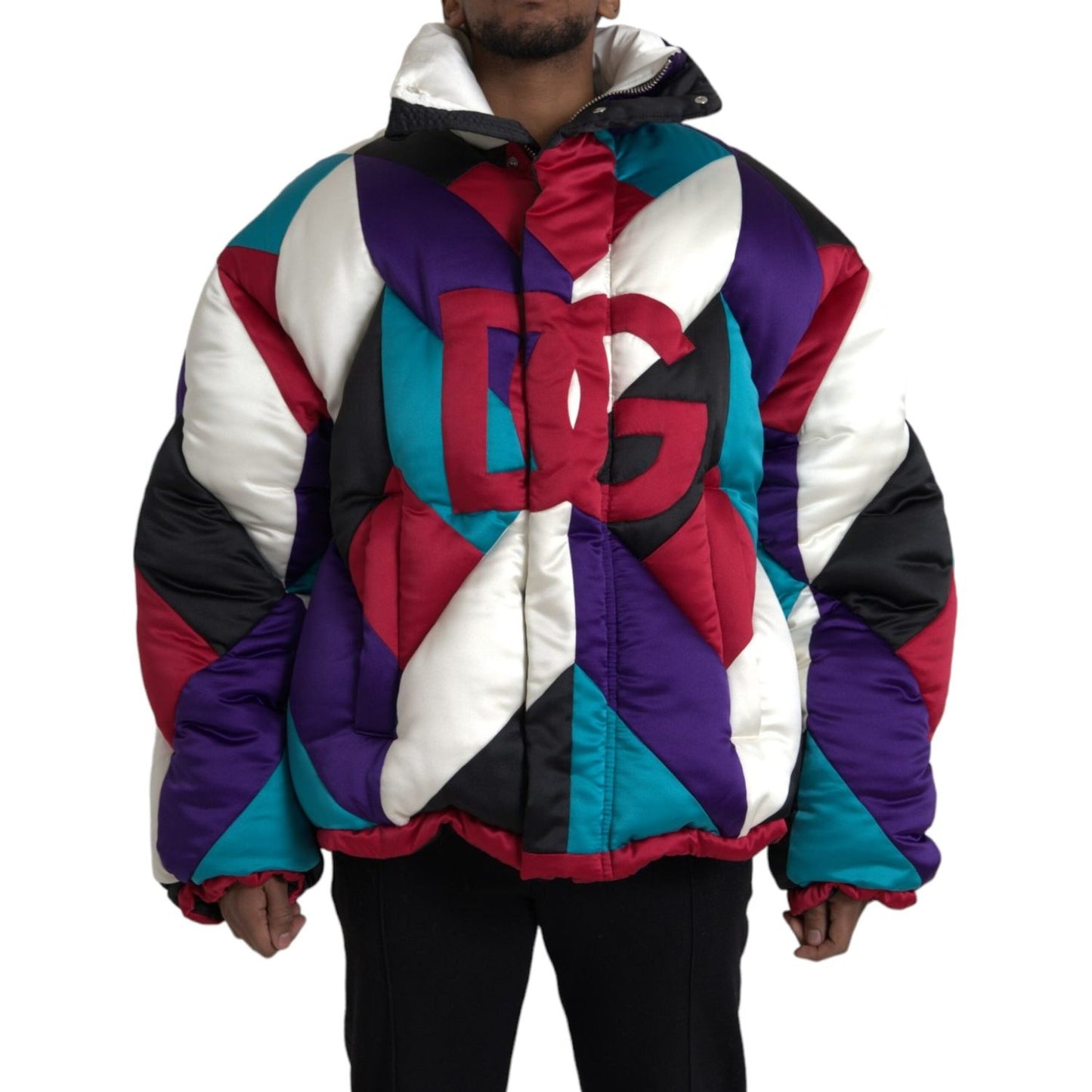 Dolce & Gabbana Multicolor Logo Windbreaker Puffer Jacket Dolce & Gabbana