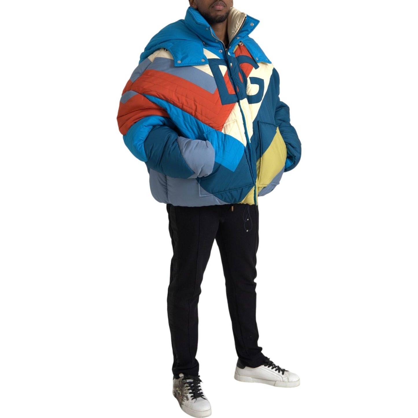 Dolce & Gabbana Multicolor Logo Windbreaker Puffer Jacket Dolce & Gabbana