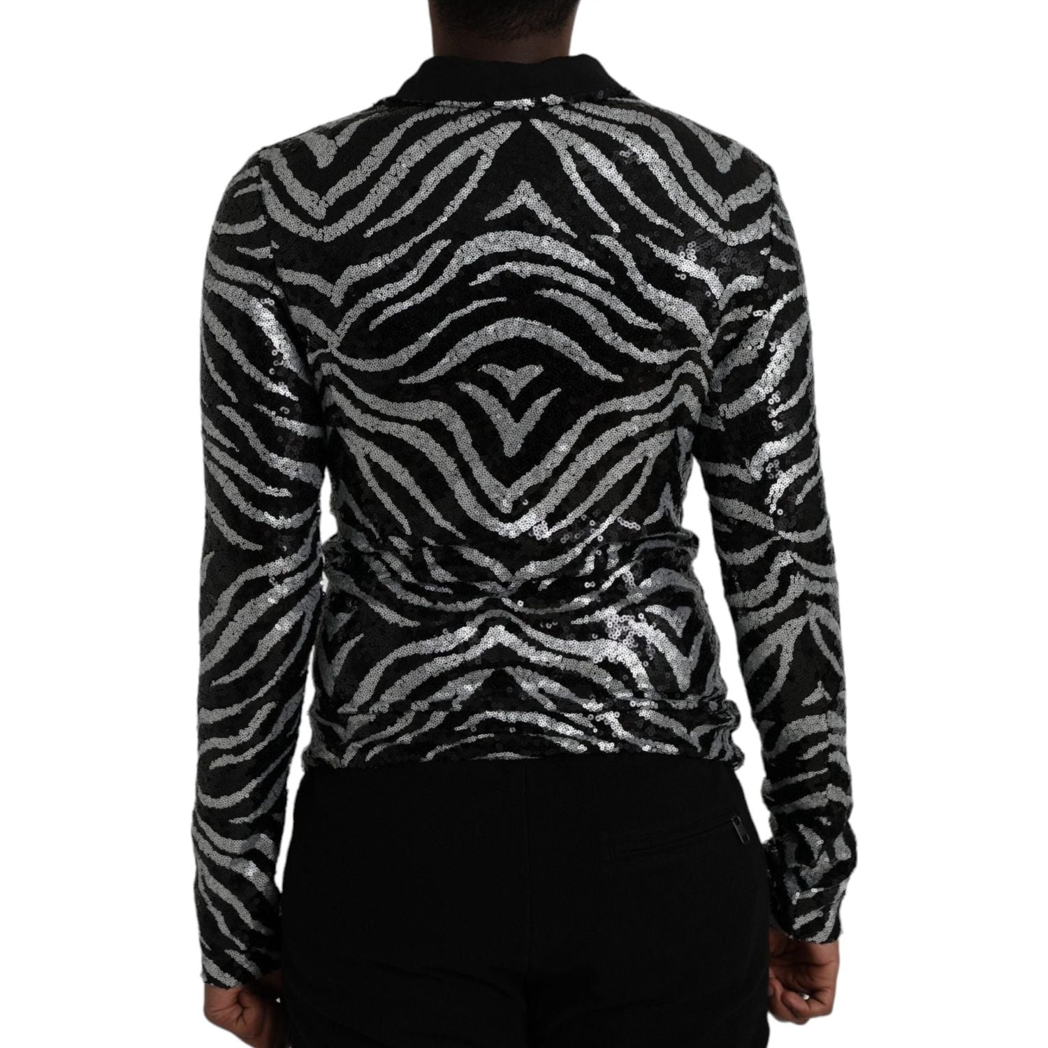 سترة من البوليستر باللون الأسود والفضي من دولتشي آند غابانا