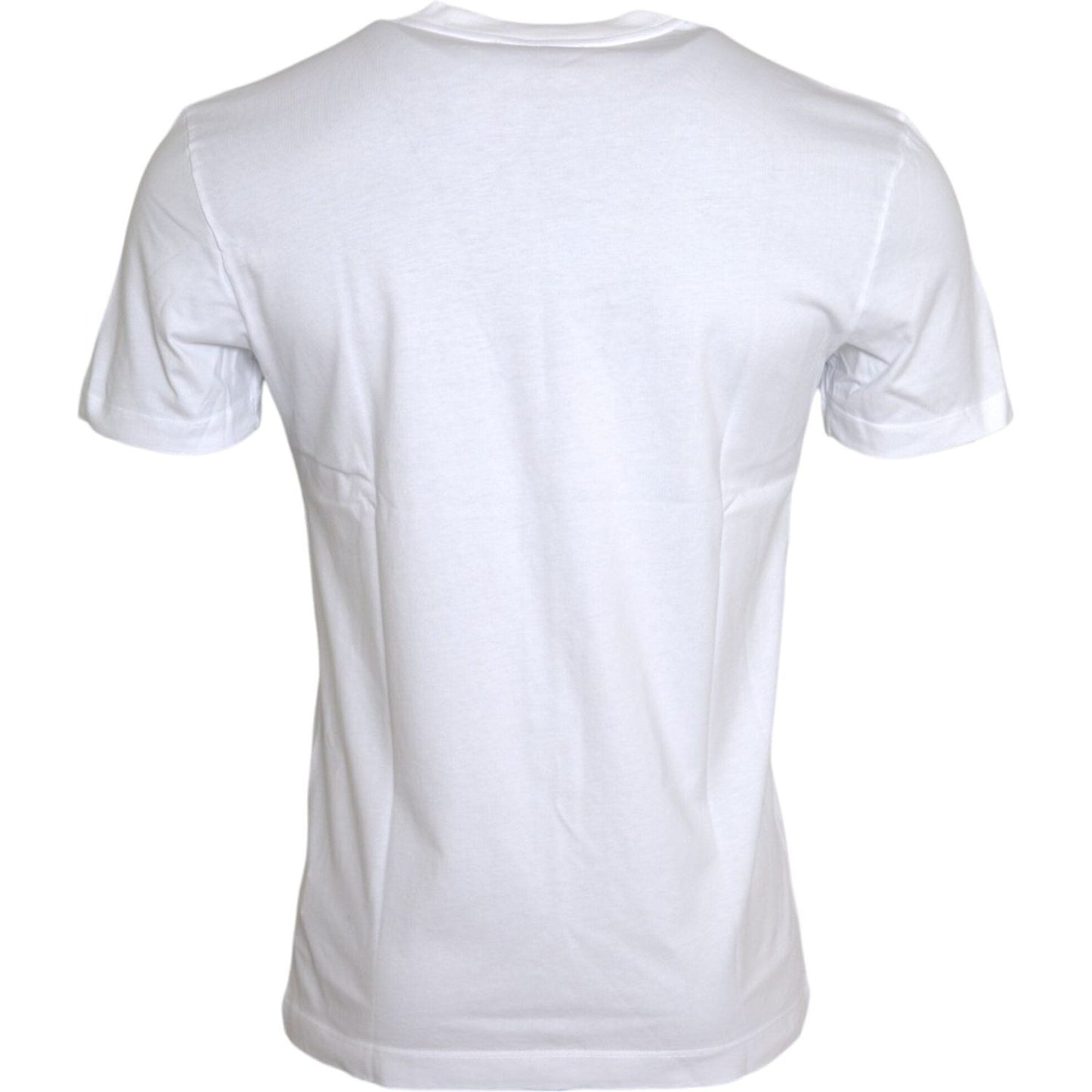 Dolce & Gabbana White Cotton DG Applique Men Casual T-shirt Dolce & Gabbana