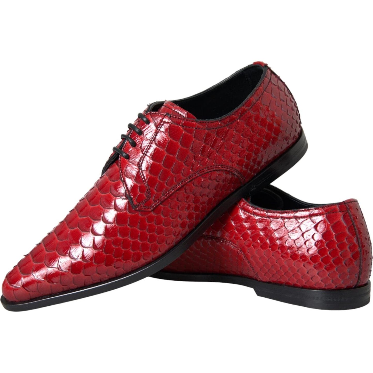 Dolce & Gabbana Red Textured Varnished Derby Men Formal Shoes Dolce & Gabbana