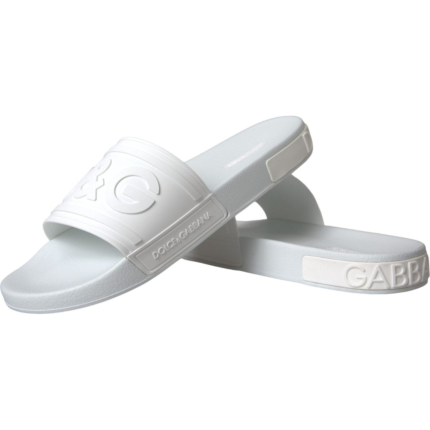 Dolce & Gabbana White Rubber Slides Sandals Beachwear Shoes Dolce & Gabbana