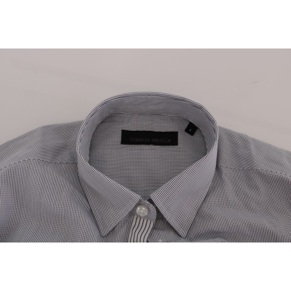 Frankie Morello White Blue Check Casual Cotton Regular Fit Shirt