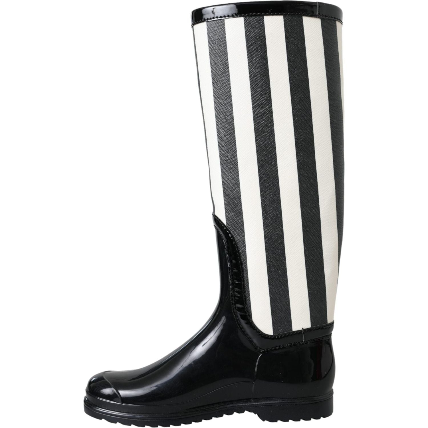 حذاء Dolce &amp; Gabbana أسود مطاطي مسطح يصل إلى الركبة