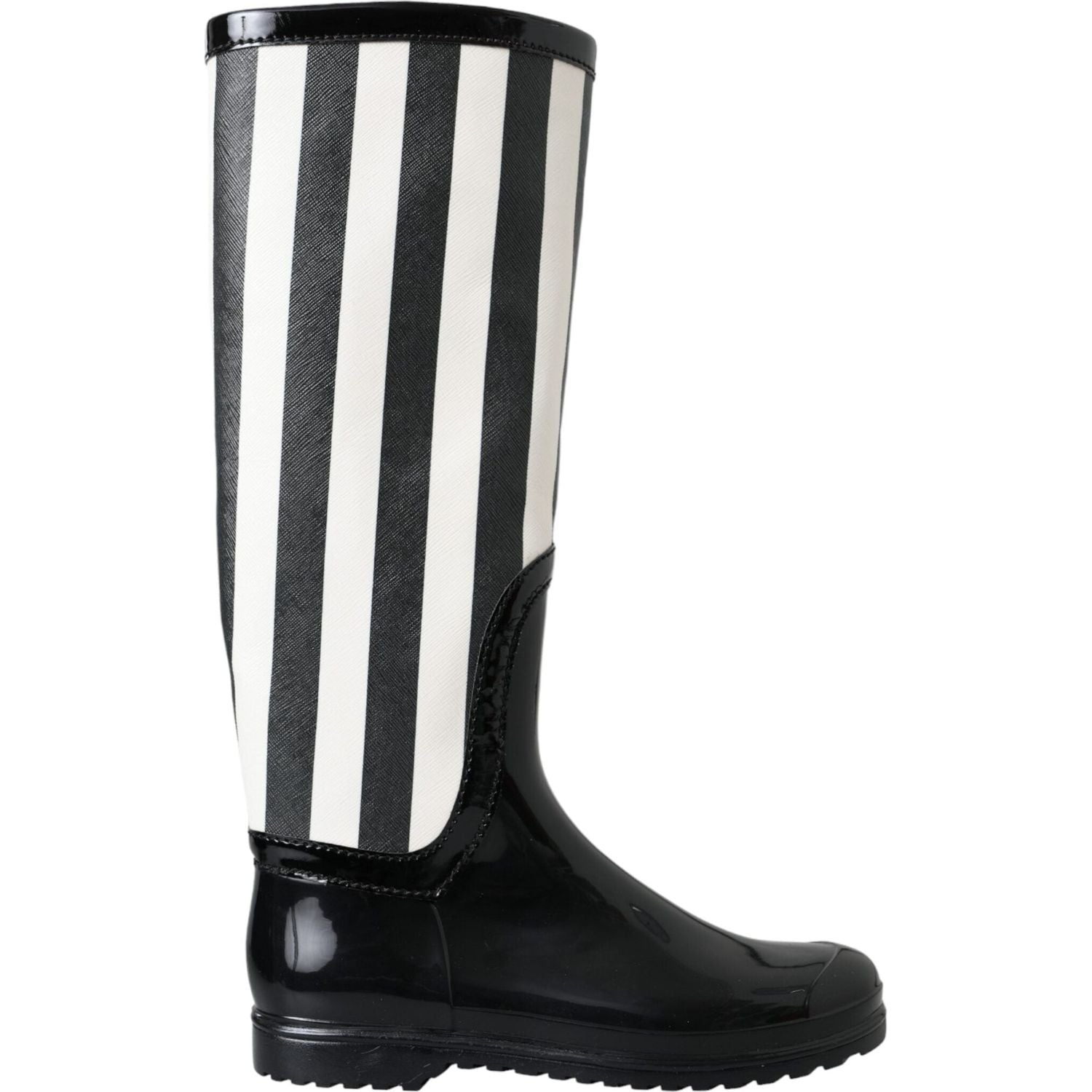 حذاء Dolce &amp; Gabbana أسود مطاطي مسطح يصل إلى الركبة