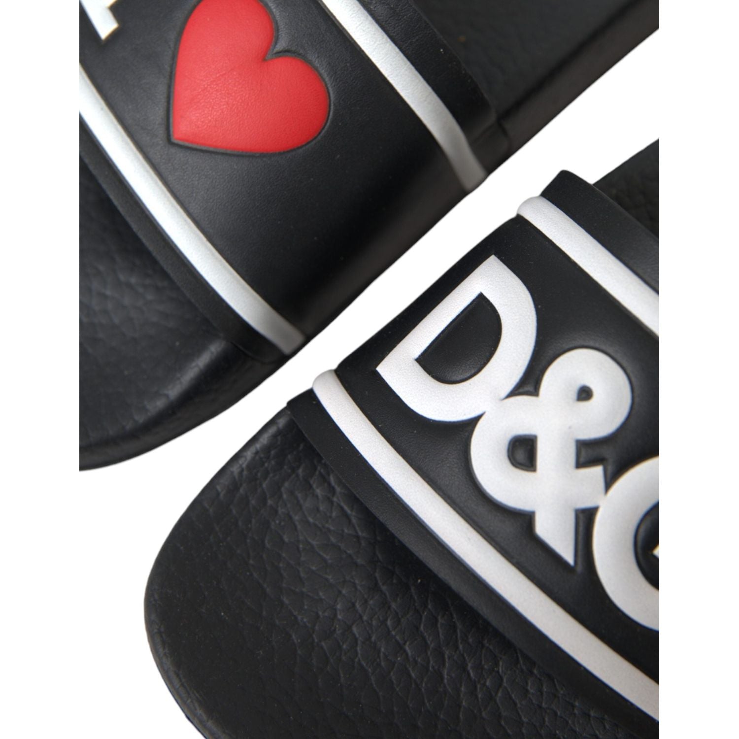 صندل دولتشي آند غابانا أسود من الجلد، حذاء آي لوف دي آند جي