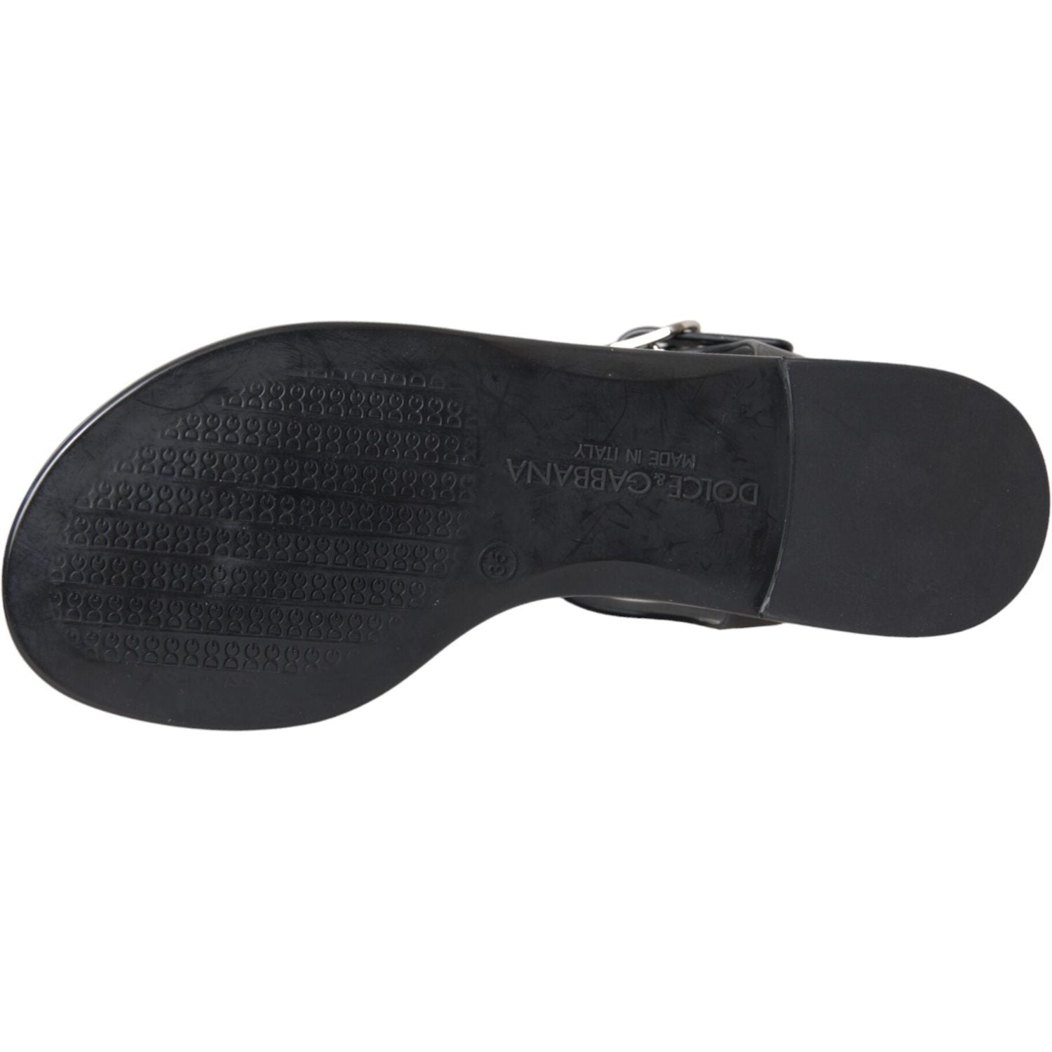 صندل فلات كريستالي أسود من دولتشي آند غابانا مع حذاء فليب فلوب