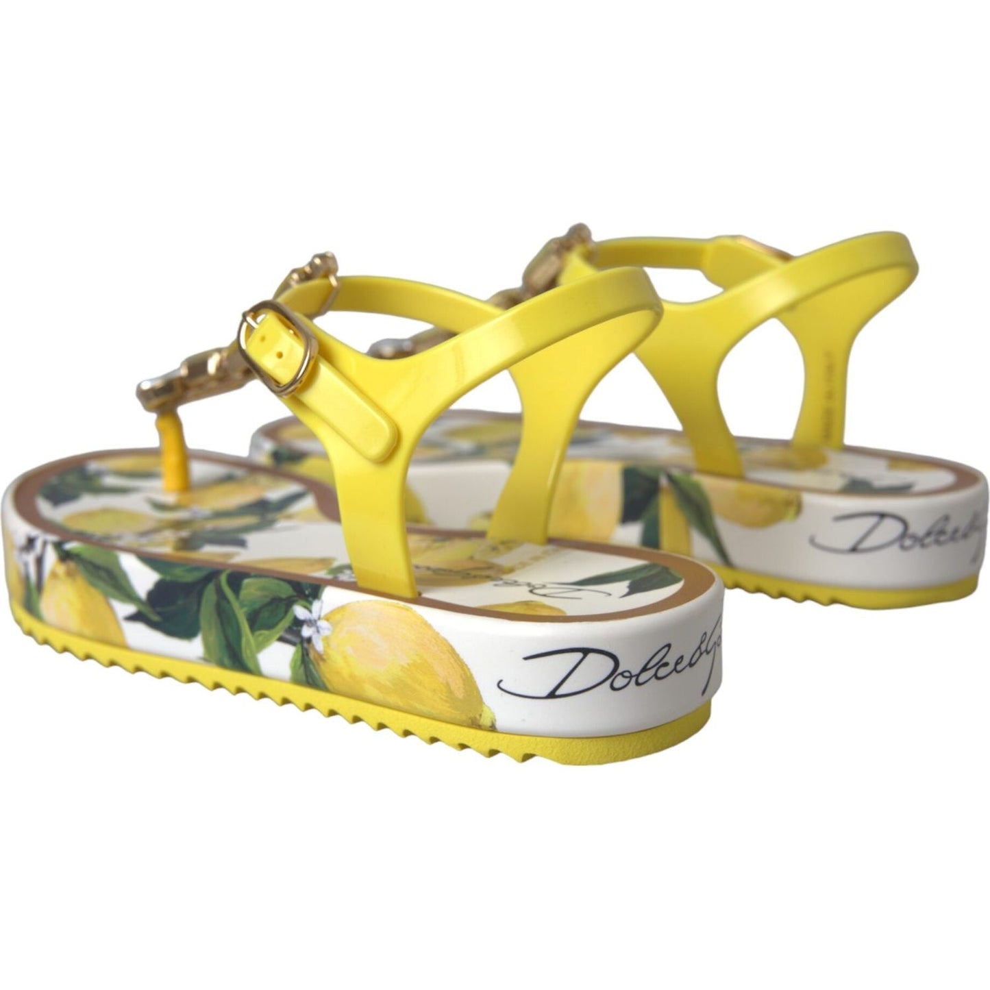 Dolce & Gabbana Yellow Lemon Beachwear Flats Sandals Shoes Dolce & Gabbana