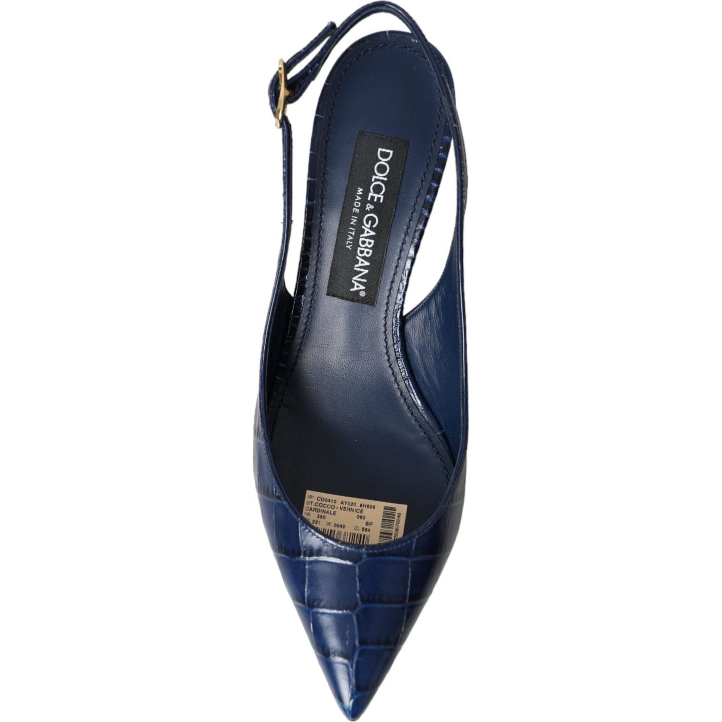 Dolce & Gabbana Dark Blue Croc Leather Slingbacks Shoes Dolce & Gabbana